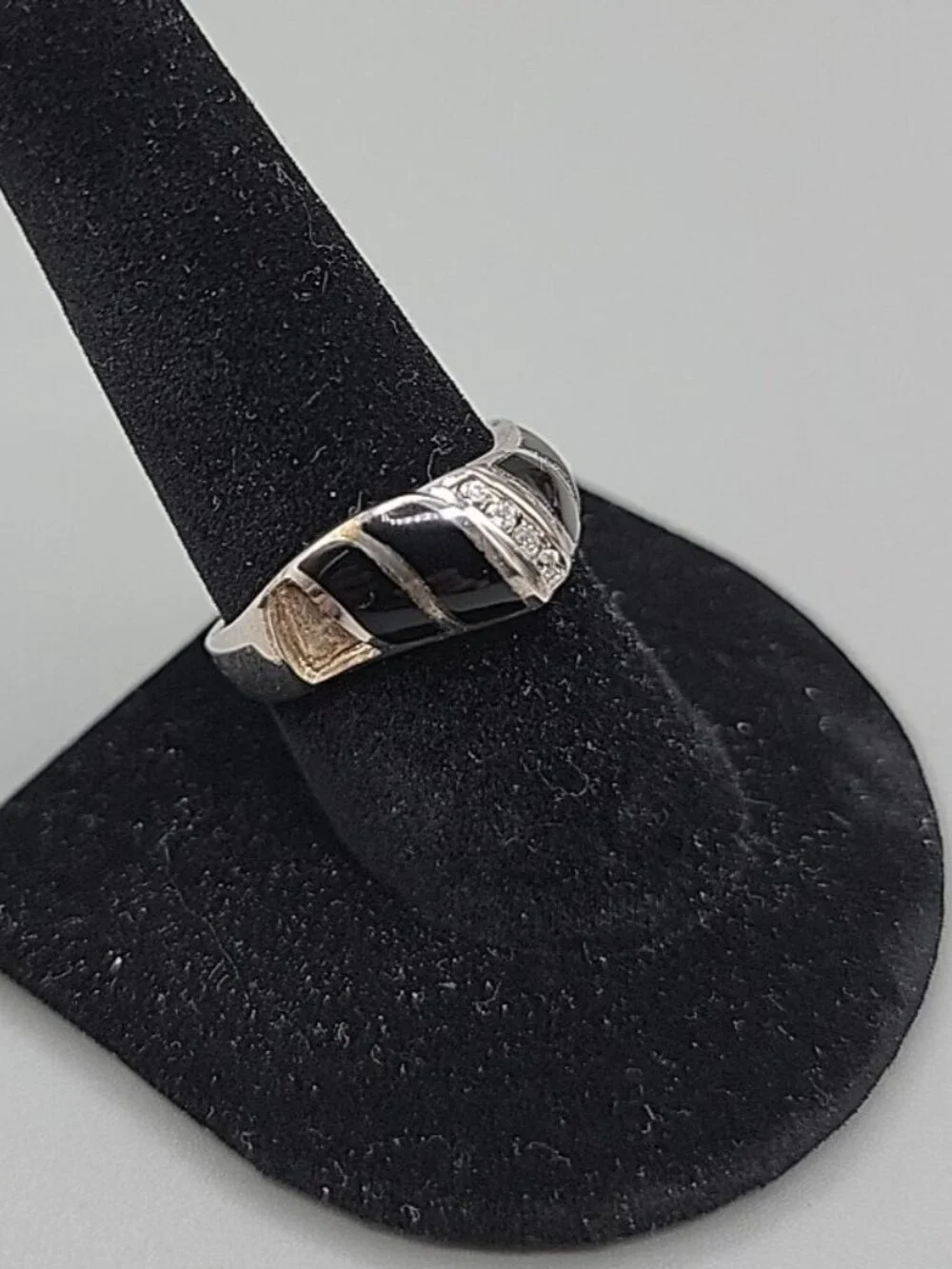 VTG Jimmy Herald Navajo Sterling Silver Black Onyx Inlay Ring 925 - AS IS SZ9